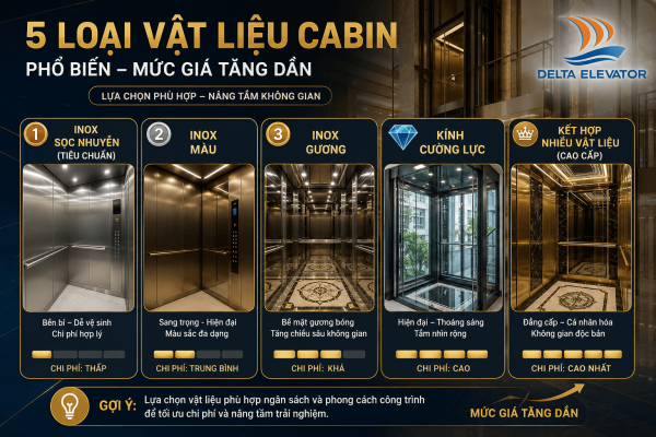 5 Loại vật liệu cabin thang máy phổ biến có mức giá khác nhau