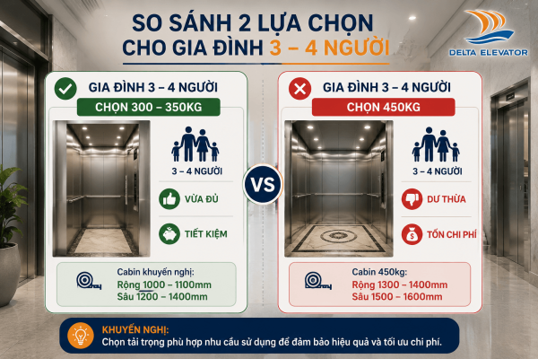 Chọn tải trọng thang máy phù hợp với nhu cầu gia đình giúp tối ưu chi phí đầu tư
