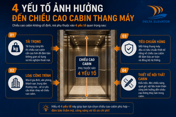 Bốn yếu tố khiến mỗi loại thang máy có chiều cao cabin khác nhau