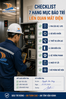 7 Hạng mục bảo trì liên quan đến khả năng xử lý mất điện của thang máy trục vít