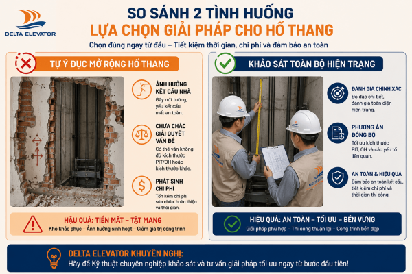 Không nên tự ý đục mở rộng hố thang khi chưa có tư vấn chuyên môn