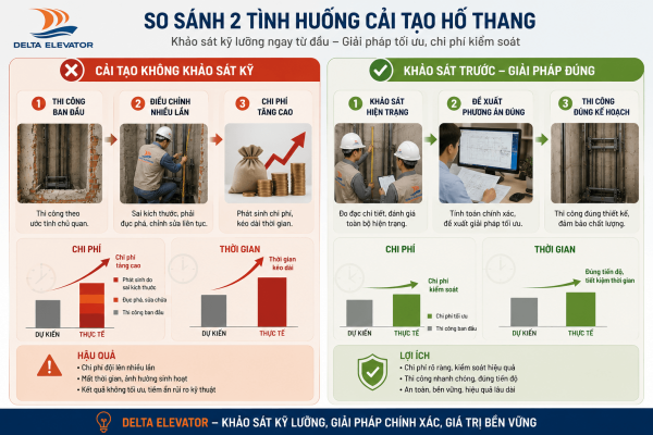 Không khảo sát hiện trạng dẫn đến điều chỉnh nhiều lần và tăng chi phí thi công
