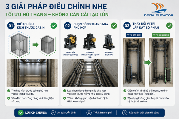 Ba giải pháp điều chỉnh khi hố thang chỉ sai lệch nhỏ không cần cải tạo lớn