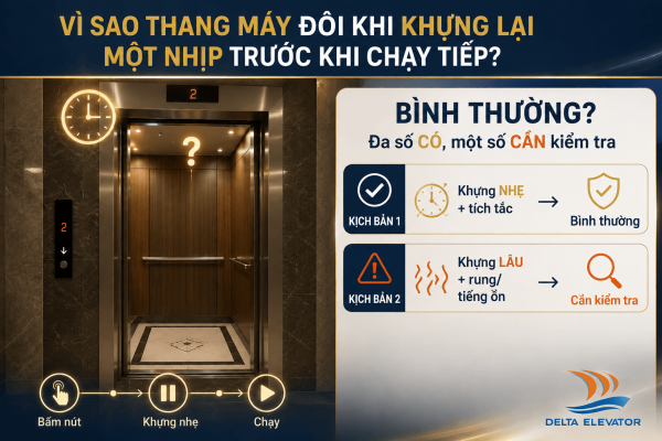 Thang máy khựng lại một nhịp trước khi chạy có thể là hiện tượng bình thường hoặc dấu hiệu bất thường
