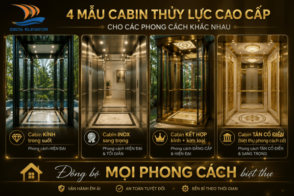 4 Mẫu cabin thang máy thủy lực đồng bộ với các phong cách kiến trúc biệt thự khác nhau