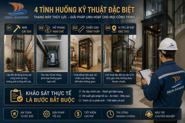 Công trình biệt thự có yêu cầu kỹ thuật đặc biệt cần khảo sát thực tế trước khi lắp thang máy