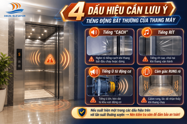 Cabin thang máy rung hoặc phát ra tiếng động bất thường khi khởi động cần được kiểm tra