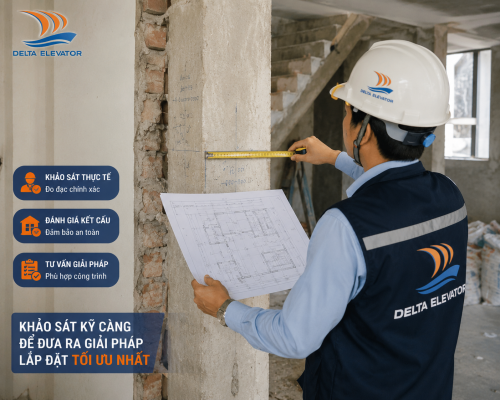 Khảo sát hiện trạng và kết cấu công trình trước khi chọn vị trí thang máy