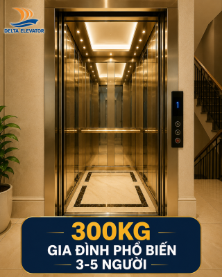Thang máy 300kg phù hợp với gia đình phổ biến từ 3-5 thành viên