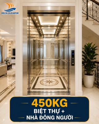 Thang máy 450kg phù hợp với biệt thự và gia đình đông thành viên