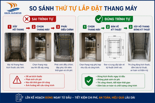 Nên chọn thang máy trước khi thiết kế và xây dựng hố thang