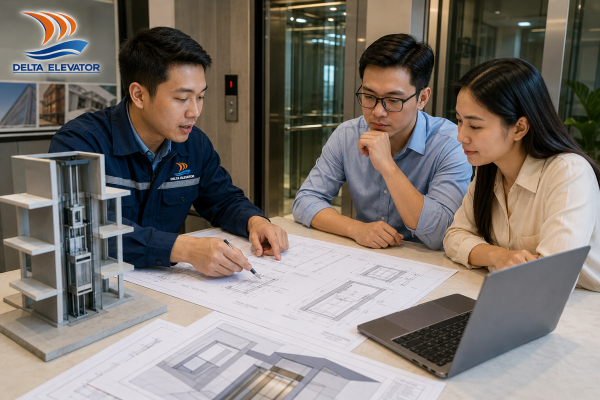 Bản vẽ kỹ thuật từ đơn vị cung cấp thang máy giúp thi công chính xác