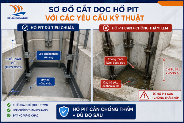 Hố PIT cần đúng kích thước và được chống thấm cẩn thận trước khi lắp đặt