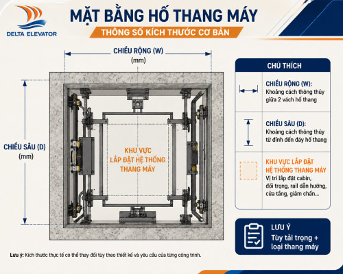Kích thước hố thang máy gia đình cần tính toán phù hợp từ giai đoạn xây dựng
