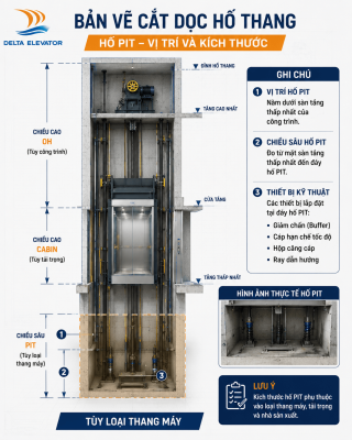Chiều sâu hố PIT thang máy gia đình cần đúng tiêu chuẩn kỹ thuật