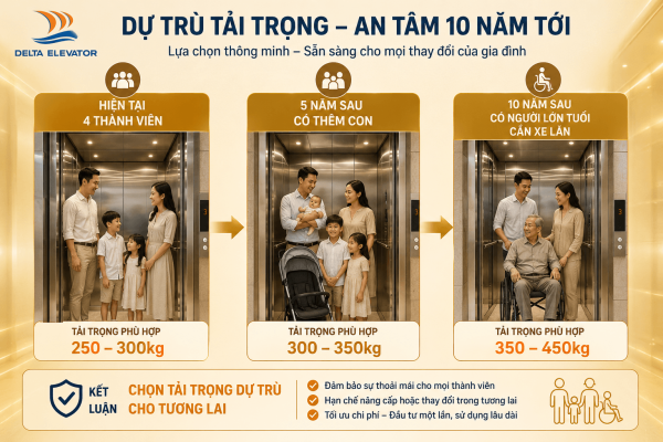 Dự trù nhu cầu sử dụng thang máy trong tương lai giúp lựa chọn tải trọng phù hợp