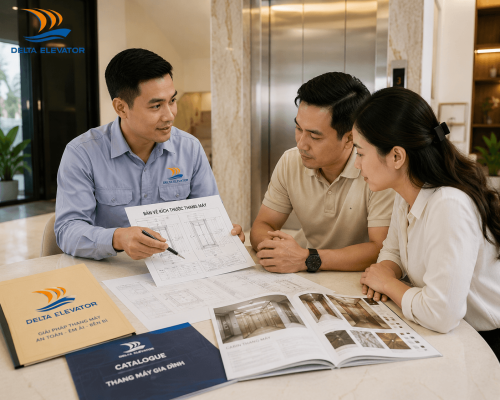 Đội ngũ Delta tư vấn giúp lựa chọn kích thước thang máy phù hợp với công trình