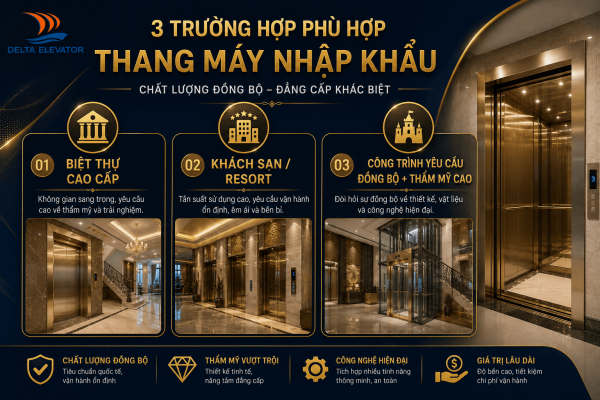Ba trường hợp nên ưu tiên lựa chọn thang máy nhập khẩu nguyên chiếc