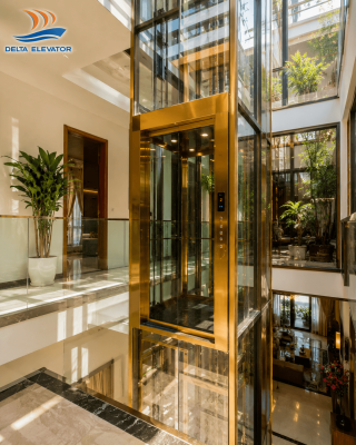 Cabin kính tận dụng ánh sáng tự nhiên từ giếng trời của ngôi nhà