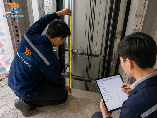 Kỹ thuật viên Delta đo đạc và kiểm tra hiện trạng ngôi nhà