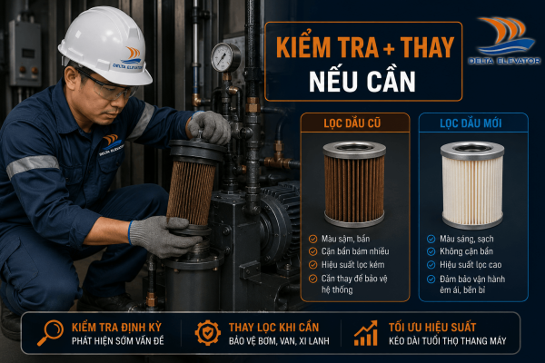 Kiểm tra và thay lọc dầu nếu cần thiết