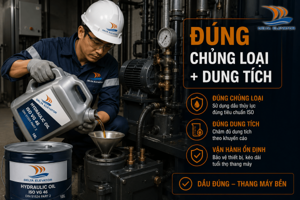 Kỹ thuật viên châm dầu mới đúng chủng loại và đúng dung tích theo khuyến cáo của nhà sản xuất.