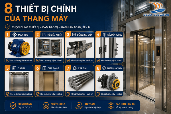8 Thiết bị chính của thang máy