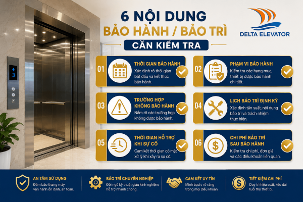 6 Nội dung bảo hành và bảo trì cần kiểm tra kỹ trong hợp đồng lắp thang máy