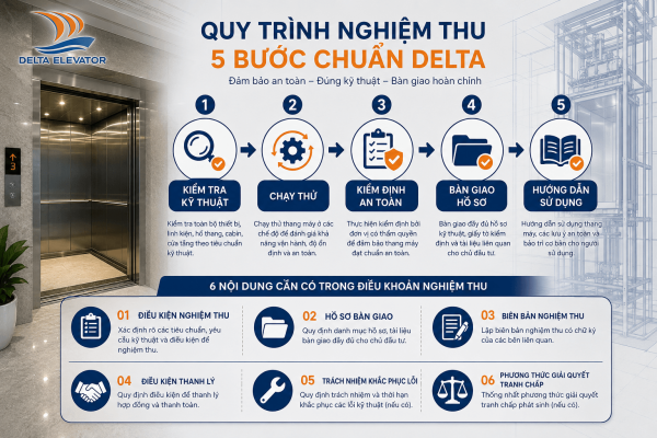 Quy trình nghiệm thu và điều khoản xử lý tranh chấp trong hợp đồng lắp thang máy