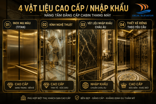 4 Loại vật liệu nhập khẩu và thiết kế riêng cho cabin thang máy cao cấp