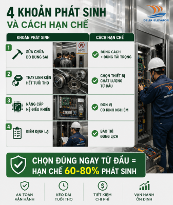 4 Khoản chi phí phát sinh có thể hạn chế nếu chọn đúng thang máy ngay từ đầu