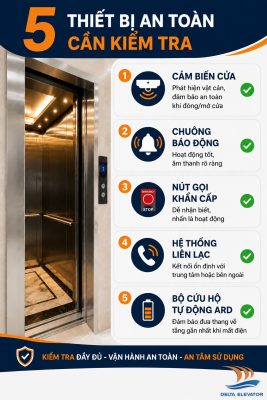 5 Thiết bị an toàn cần kiểm tra khi bàn giao thang máy