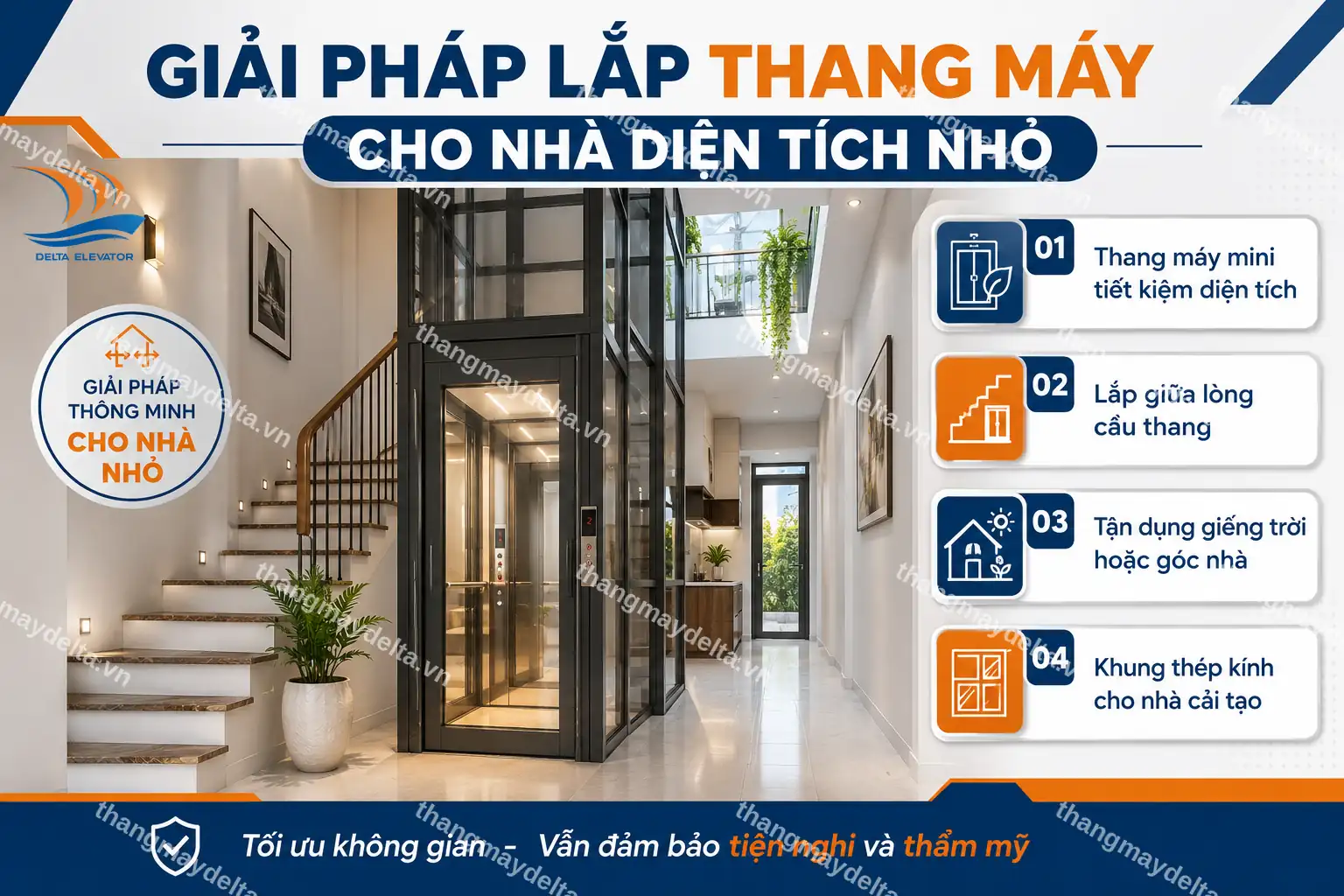 Giải pháp lắp thang máy cho nhà diện tích nhỏ Giải pháp lắp thang máy cho nhà diện tích nhỏ
