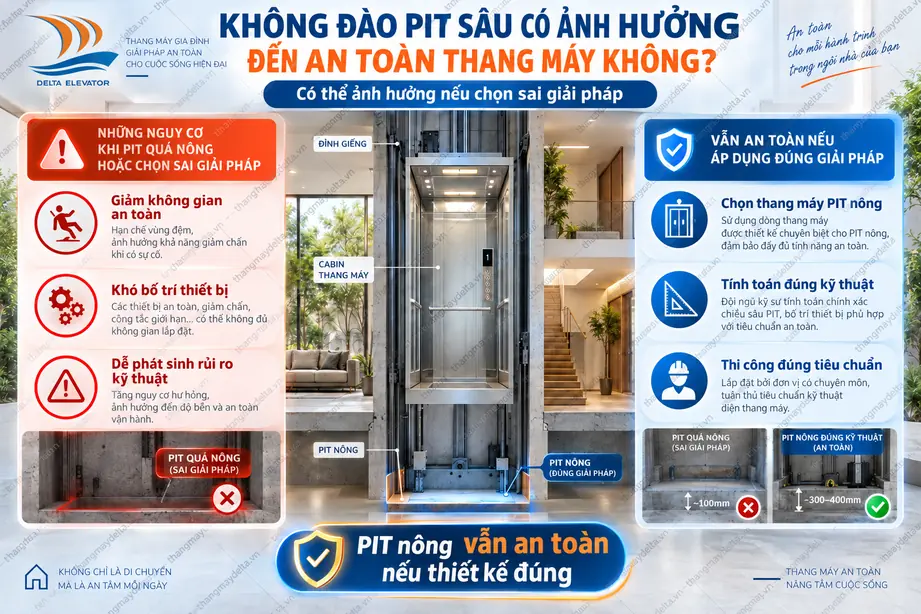 Không đào PIT sâu có ảnh hưởng đến an toàn thang máy không Không đào PIT sâu có ảnh hưởng đến an toàn thang máy không