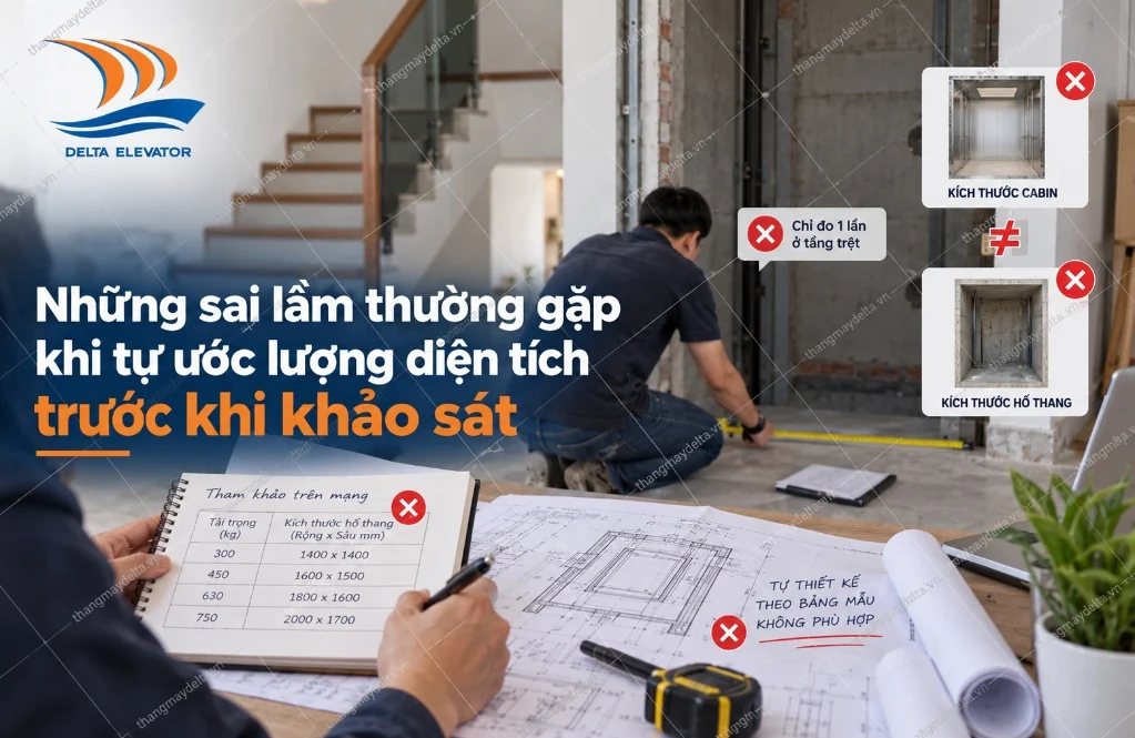 Những sai lầm thường gặp khi tự ước lượng diện tích trước khi khảo sát? Diện tích tối thiểu để lắp đặt thang máy là bao nhiêu? Những sai lầm thường gặp khi tự ước lượng diện tích trước khi khảo sát? Diện tích tối thiểu để lắp đặt thang máy là bao nhiêu?
